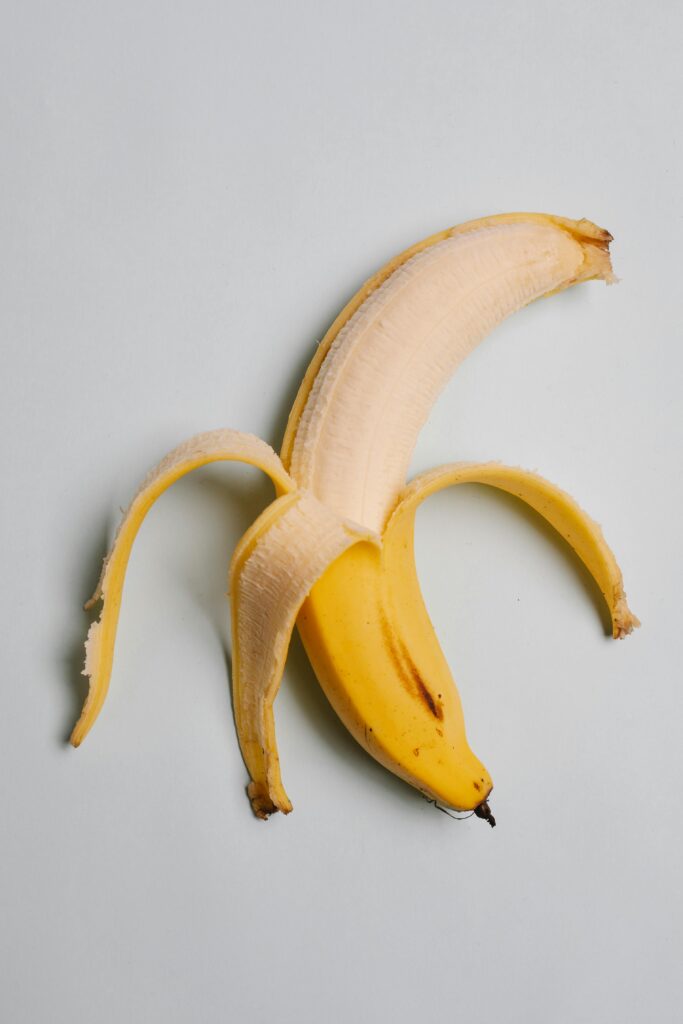 A partially peeled banana.